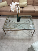 Gold metal and glass coffee table