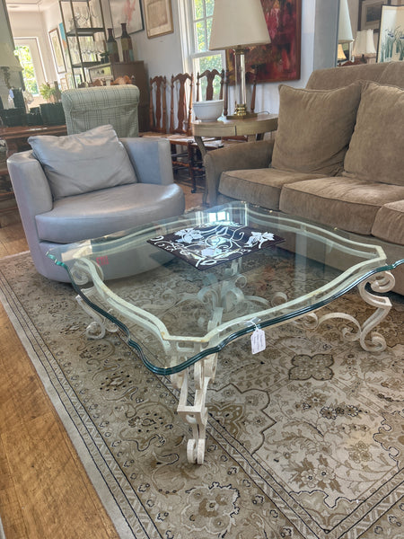 Glass and metal coffee table