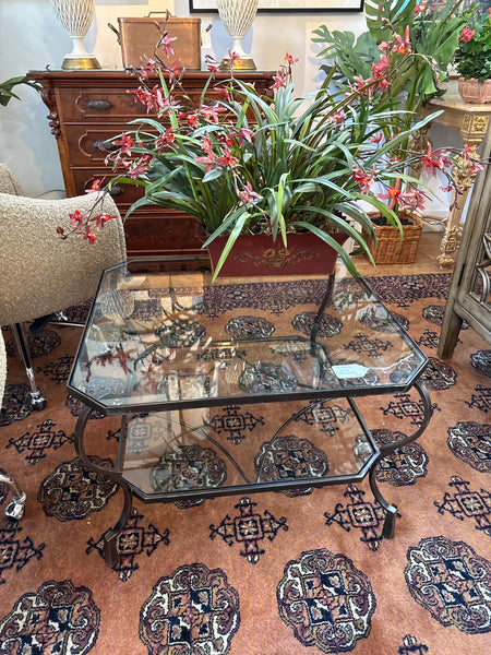 Metal and glass coffee table