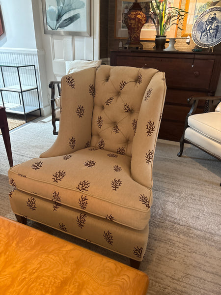 Pair of beige wing chairs